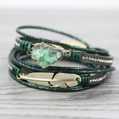 STRATHSPEY Green Leather Bracelets for Women 