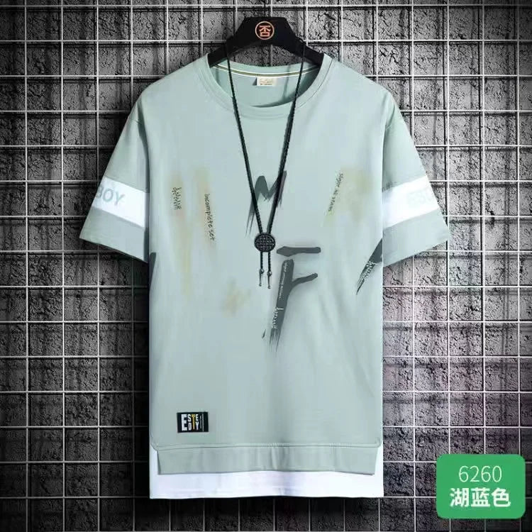 2024 New Men's T Shirts Korean Fashion Summer Short Sleeve Print T Shirts Men Casual Harajuku Men Clothing Graphics T Shirts Men