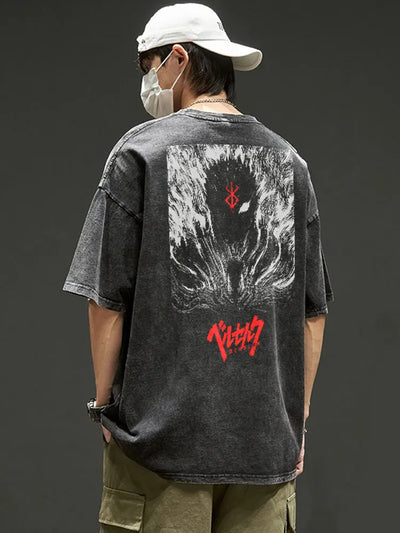 Anime T-shirts y2k Cotton Summer T shirt Women Men Harajuku Tops Tees  Berserk Guts Griffith Print Streetwear Hip Hop Tshirt