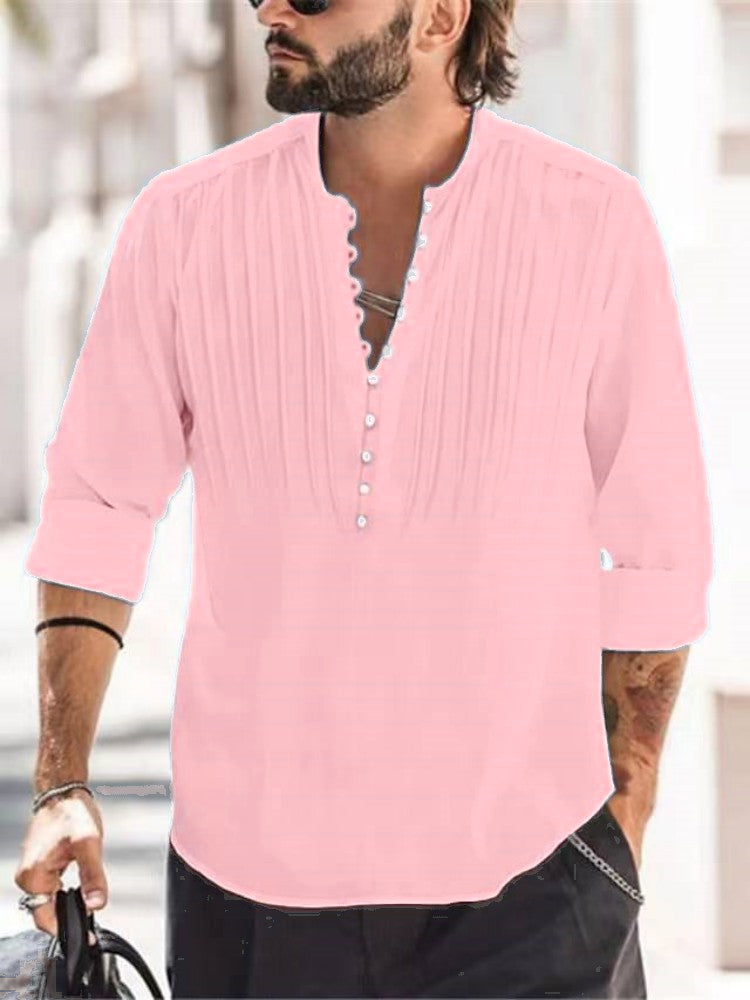 2023 New Men's Casual Blouse Cotton Linen Shirt Loose Tops Long Sleeve Tee Shirt Spring Autumn Casual Handsome Men Shirts