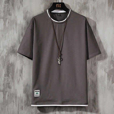 Streetwear Men's T Shirt Hip Hop Solid Short Sleeve T-shirts 2023 New Harajuku Tops Summer Casual Tee Shirts Loose T-Shirt Black 