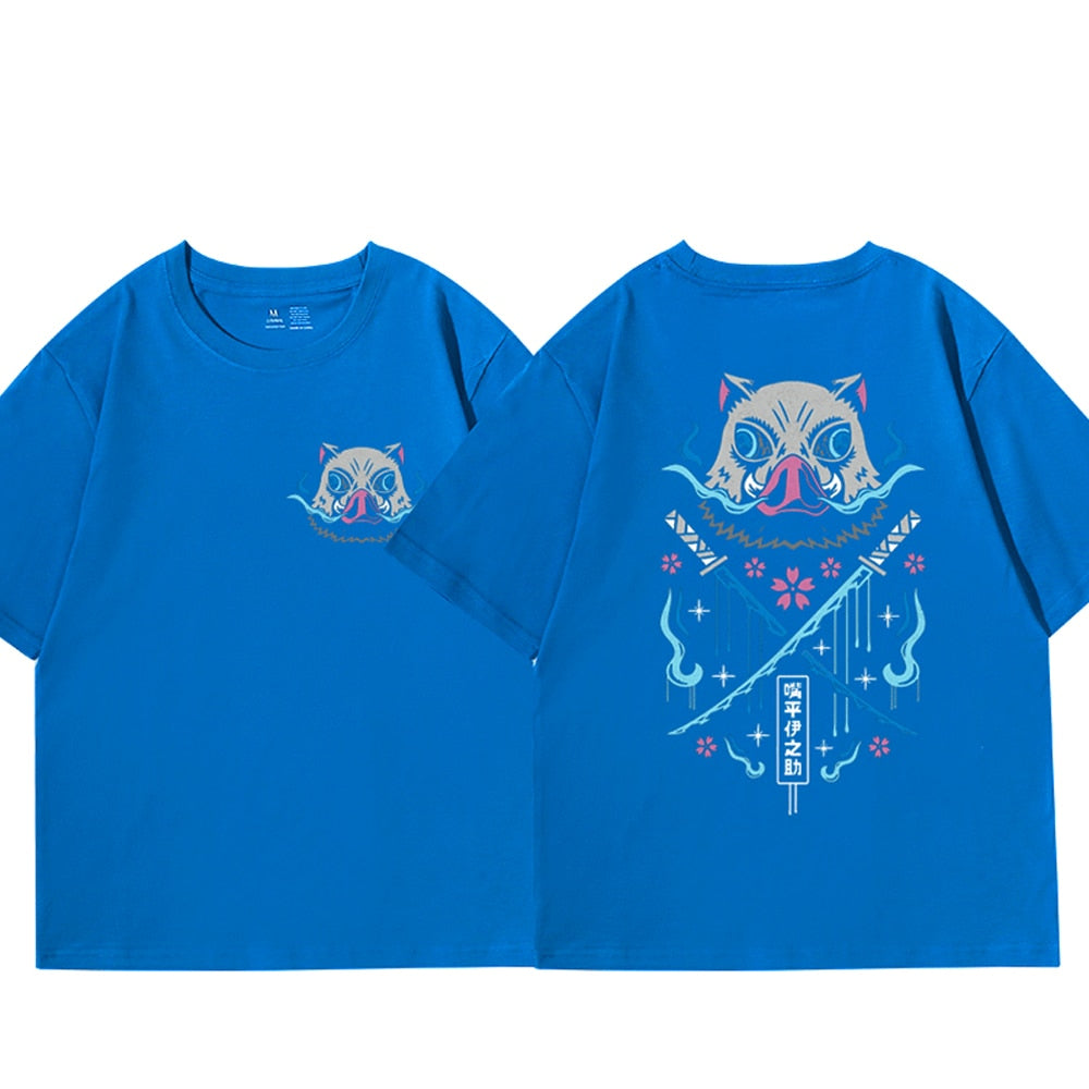 Anime Demon Slayer Tshirt Summer Cotton Short Sleeve Tee Shirt Japanese Anime T Shirt Beast Fitness Hashibira Inosuke Tops 