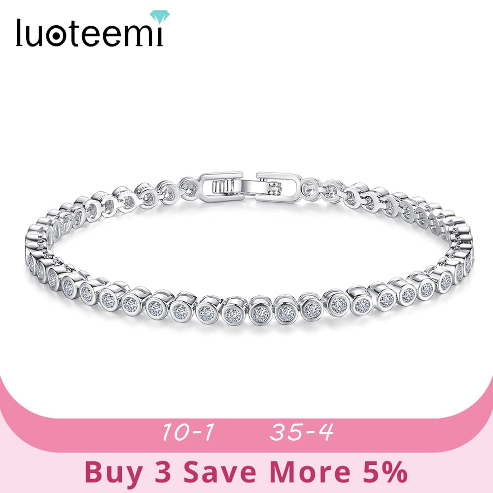 LUOTEEMI Brand Hot Selling Women Tennis Bracelet Luxury 