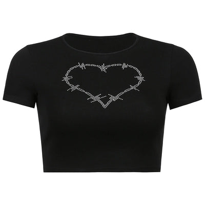 Love Rhinestone Graphic T Shirt 