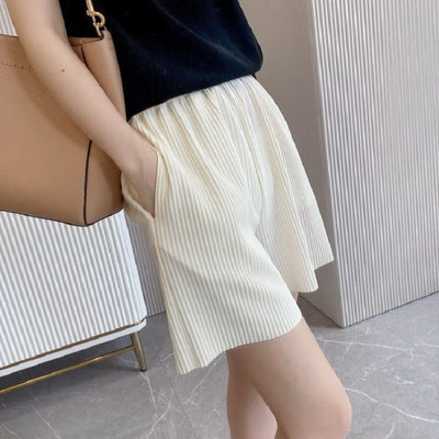 Womens Summer Solid Color Loose Short Pants High Waist 