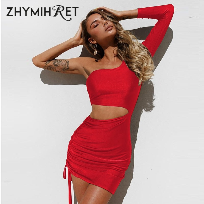 ZHYMIHRET  Fashion Fall One Shoulder Dress Women 2022 
