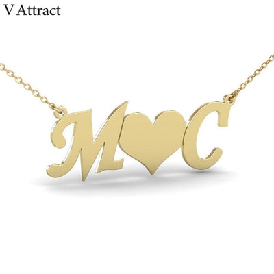 V Attract Filled Custom Name Necklace 