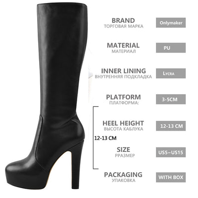 Onlymaker Knee High Round Toe Party Boots 