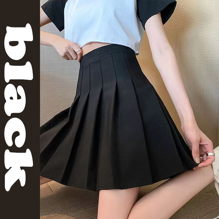 Lucyever Solid Color Pleated Skirts Women Fashion High Waist 
