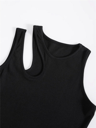 Sexy Rib-knit Tank Top for Women Summer Solid O-neck 