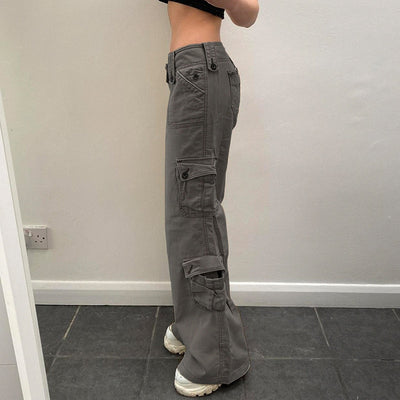 Women Cargo Trousers Straight Cargo Jeans 