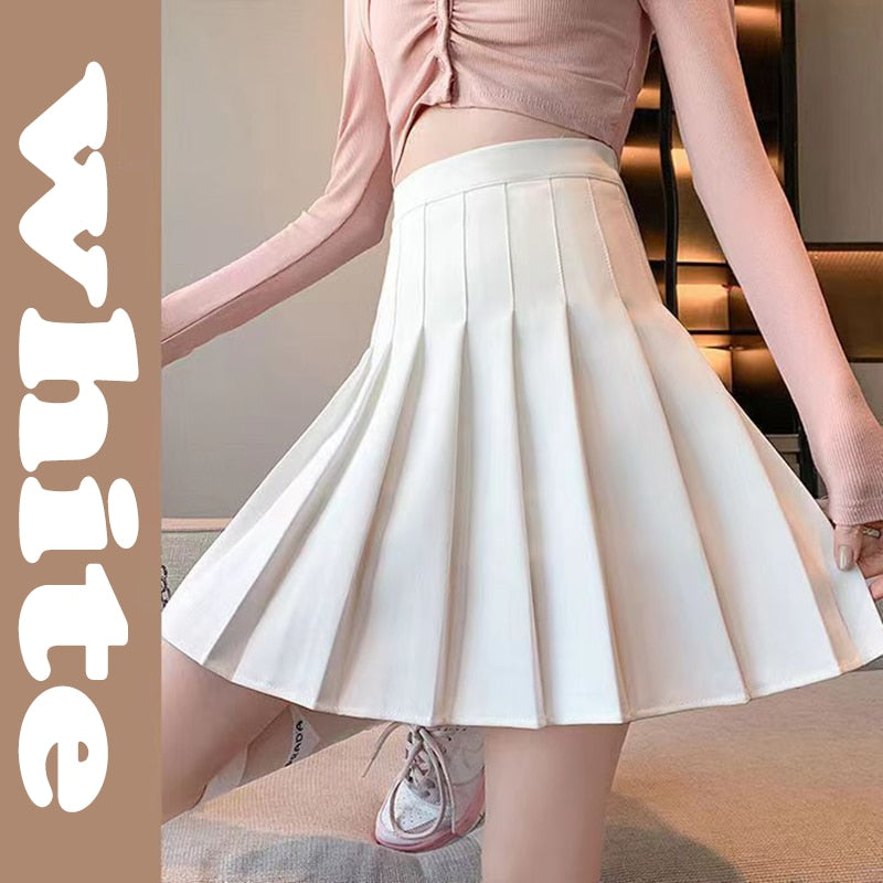 Lucyever Solid Color Pleated Skirts Women Fashion High Waist 