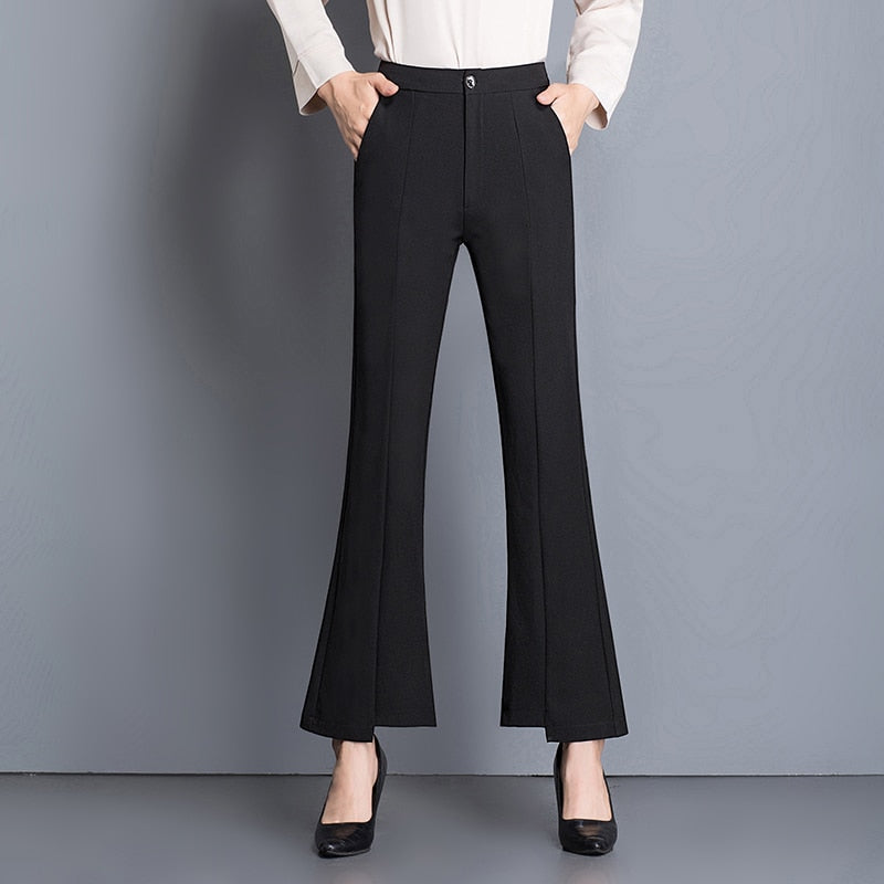 Women Chic Office Wear Straight Pants Vintage 