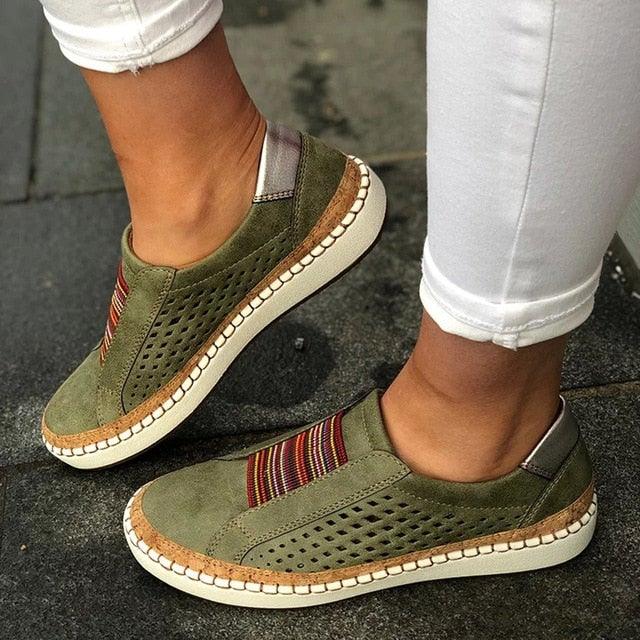 Casual Hollow-Out Round Toe Slip Ons 
