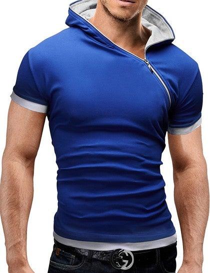 Zipper Summer Cotton V Neck Sleeved Top Tees for Men - Buy a Dream