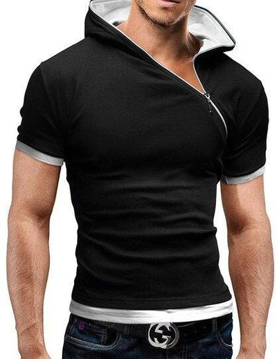 Zipper Summer Cotton V Neck Sleeved Top Tees for Men - Buy a Dream