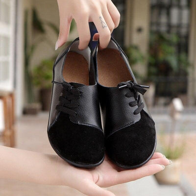 Soft Retro Genuine Leather Round Shoes for Women 