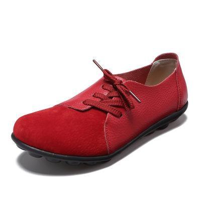 Soft Retro Genuine Leather Round Shoes for Women 