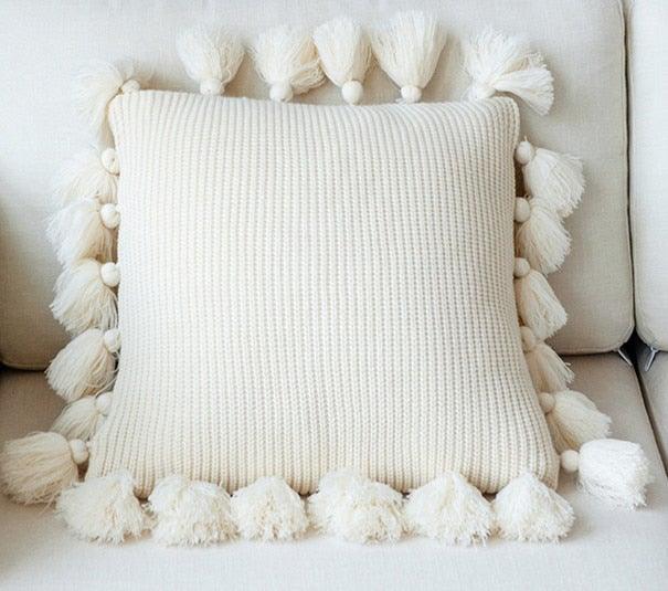 Knitted Cushion Cover Solid Pink Beige Grey Nordic Style Pillow Case 