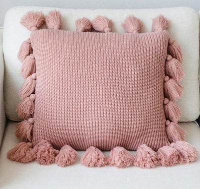 Knitted Cushion Cover Solid Pink Beige Grey Nordic Style Pillow Case 