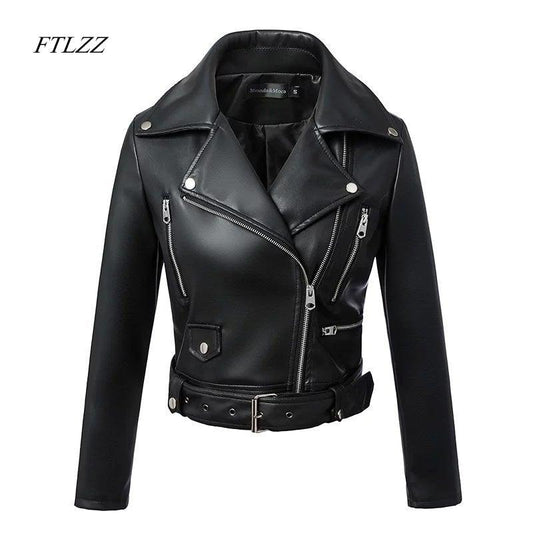 FTLZZ New Women's Leather Biker Jacket - Buy a Dream