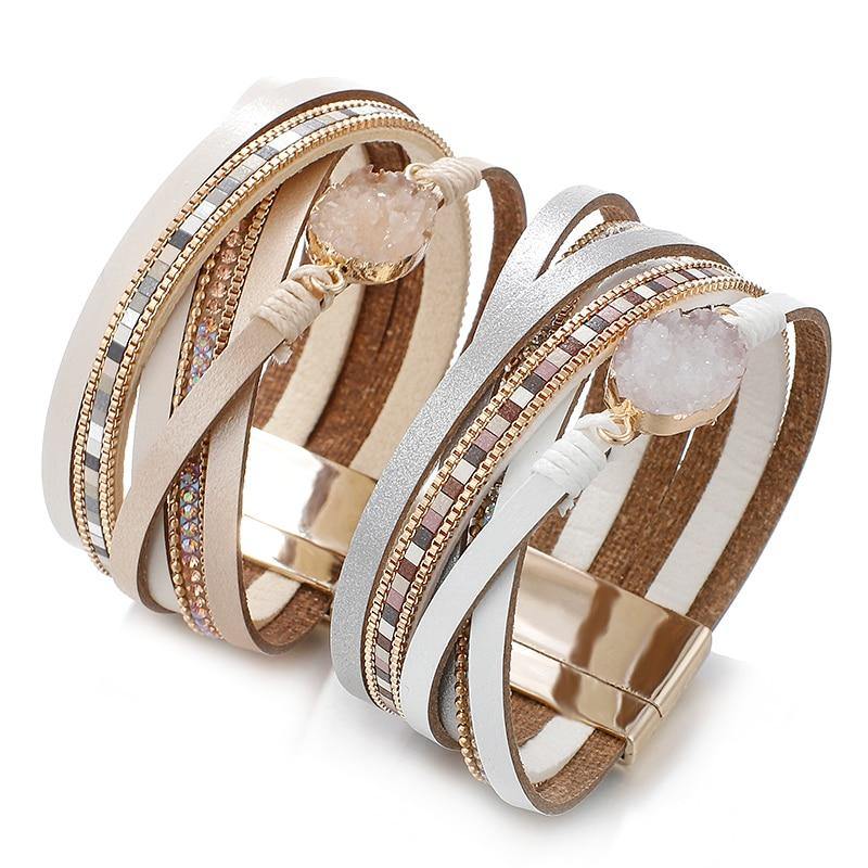 Amorcome Stone Multilayer Wrap Bracelets For Women 