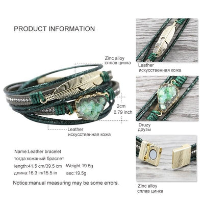 STRATHSPEY Green Leather Bracelets for Women 