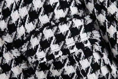 Houndstooth Double Breasted Tweed Wool Blazer 