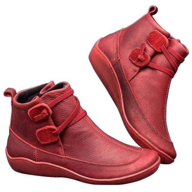 Casual Vintage Leather Waterproof Ankle Boots - Buy a Dream